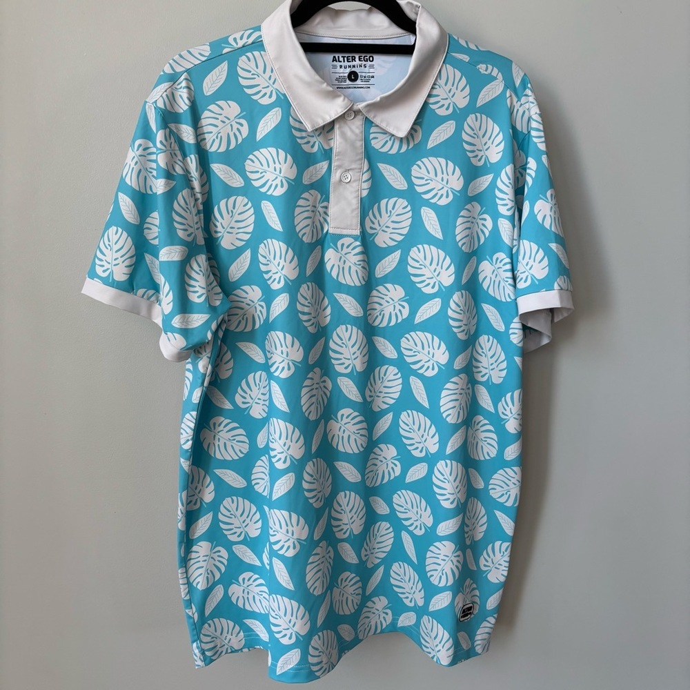 Alter Ego Running Palm Leaf Polo Shirt‎ Size L